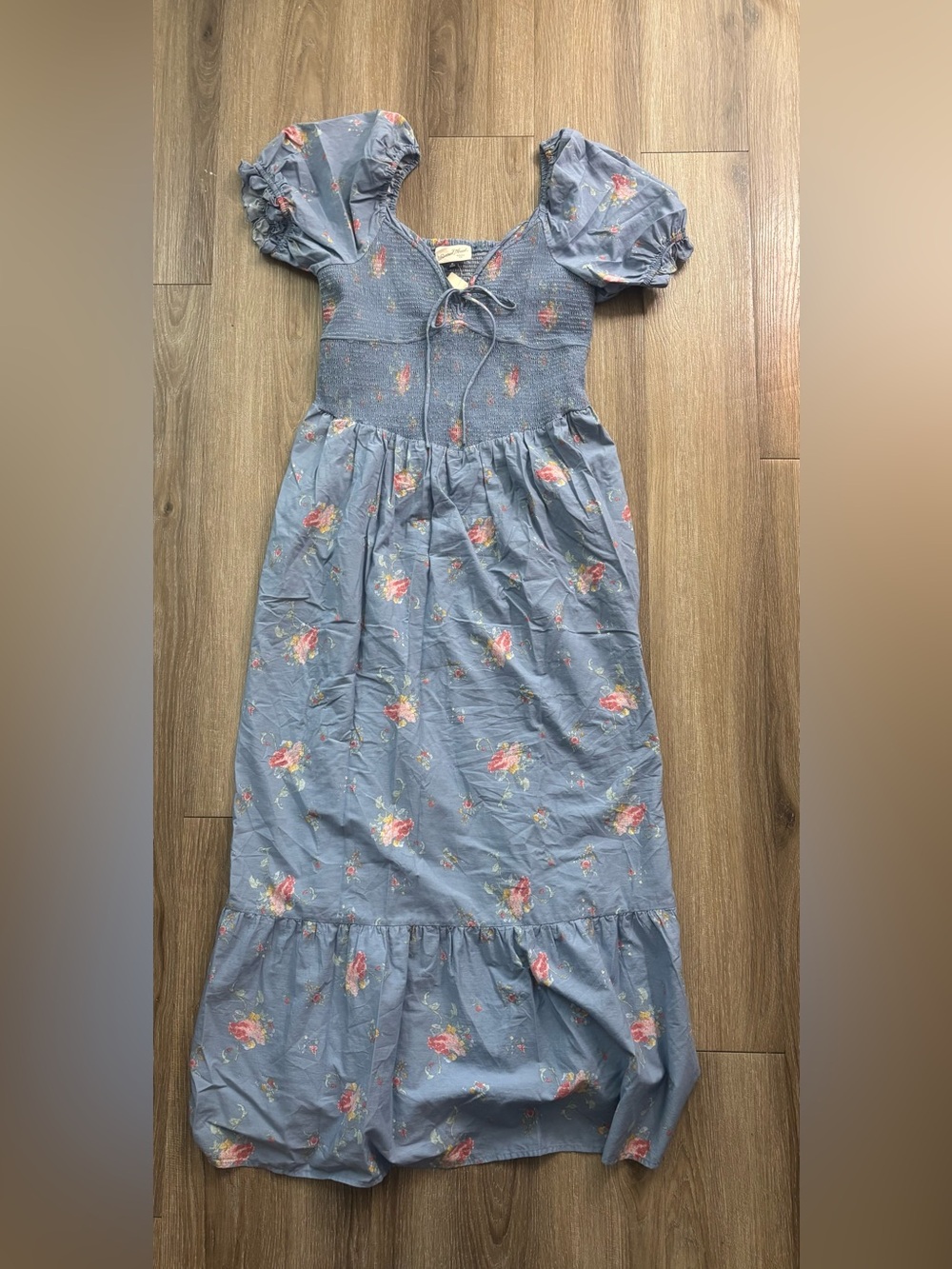 Universal Thread Blue Floral Smocked Maxi Dress for Girls